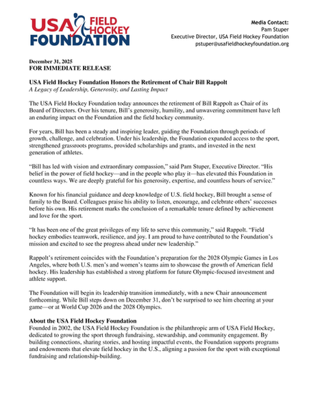 Bill Rappolt RetiremenT